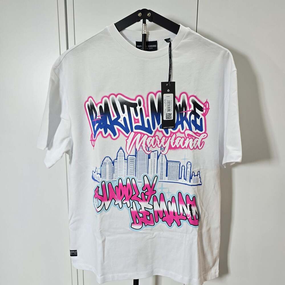 Supply & Demand Baltimore Maryland Skyline Graffiti Graphic T-Shirt